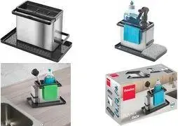 Органайзер для мойки METALTEX Tidytex INOX из нержавеющей стали/пластика, устойчивый к отпечаткам, серебристо‑чёрный