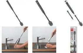Bottle Brush METALTEX Brush-Up PP with silicone bristles, adjustable length 300–400 mm, grey