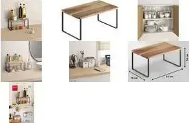 Spice Rack METALTEX York LAVA, 1-tier with oiled acacia wood shelf and non-slip bumpers