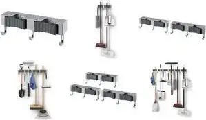 Wall-mounted hook rail METALTEX Klemmleiste Hang-Up 2/3 hooks, width 215 mm, grey, PS and silicone