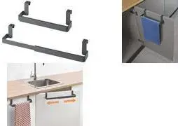 Держатель для полотенец METALTEX Flex-Bar 297543000, выдвижной, серый ABS, для подвешивания на дверцу шкафа, 1 шт.
