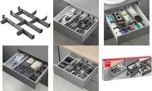 Органайзер для ящиков METALTEX Multi-Fit PLUS 363229000, ABS серый, 3 регулируемых продольных перегородки и по 5 лев./прав. вставок, 1 шт.
