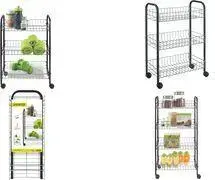 Trolley METALTEX Sprinter 3-tier utility cart, plastified wire/tube, silver-black, 3 stable shelves