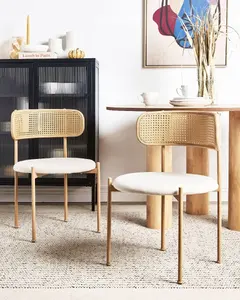 Dining chairs set Beliani ANDOVER — 2-piece metal frame, light brown upholstery