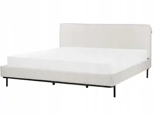 Apvilkta gulta Beliani CORIO 180 x 200 cm, pelēka, dubultgultas rāmis ar auduma galvgali
