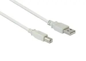 USB 2.0 A–B cable Alcasa 0.25 m, USB A to USB B, male–male, white