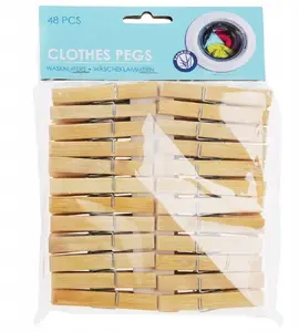 Clothespins Ultra Clean UC Bamboo 48 pcs — wooden laundry pegs with strong clamp