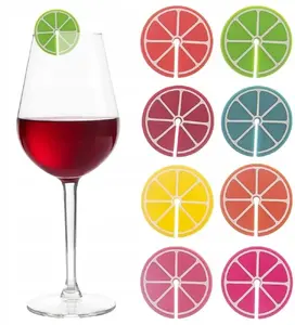 ORION Silicone Drink Markers ORI_832913 — Set of 8 Citrus-Colored Glass/Wine Glass Identifiers