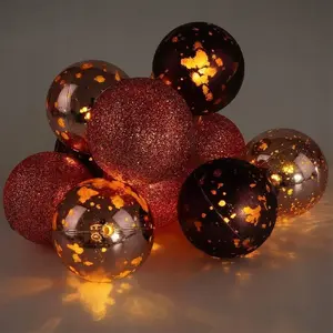 Decorative Lighting ORION battery-powered purple LED Christmas bauble lights 10 LEDs, 4 cm