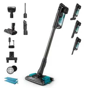 Пылесос-электрощетка 2-в-1 Philips XC8155/01 — аккумуляторный сухая и влажная уборка, без мешка, 25.2 В, 0.6 л, синий