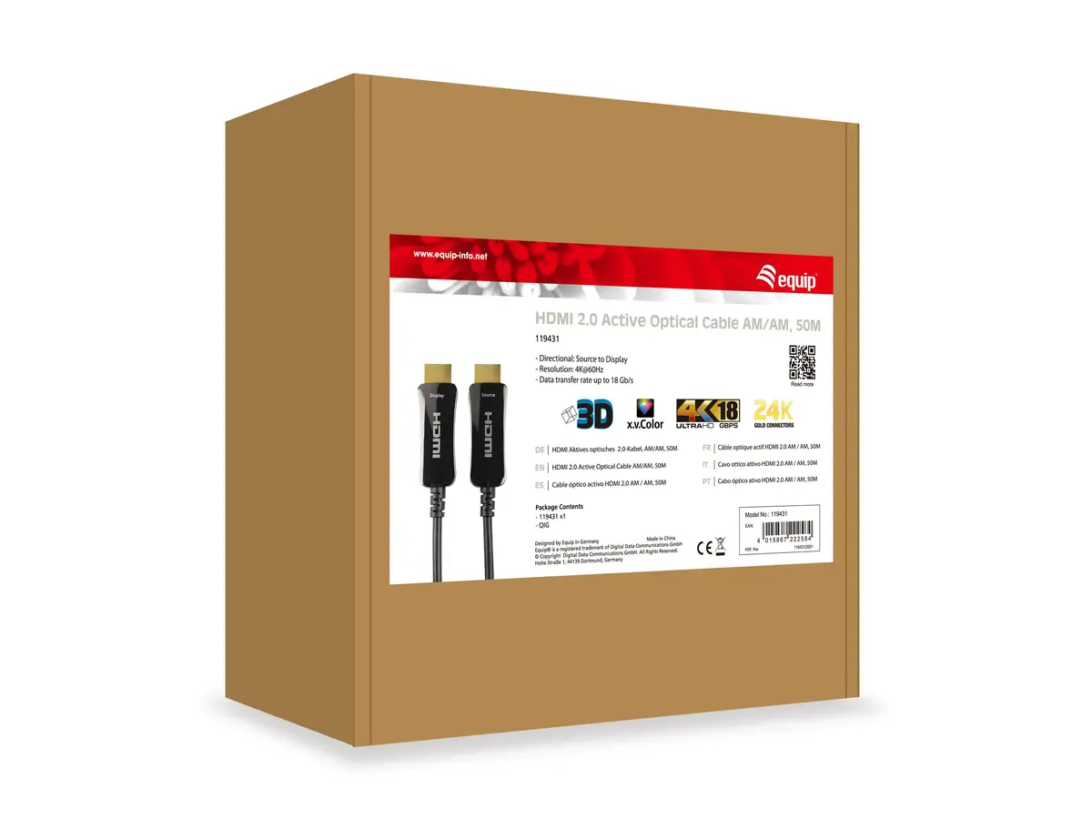 EQUIP HDMI 2.0 Active Optical Cable 50m Photo 4