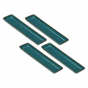 Rectangular Tray Set Rose&Tulipani Concerto Ottanio — blue-green, set of 4