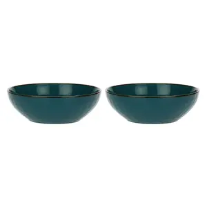 Salad Bowl Set Rose&Tulipani Concerto Ottanio — Set of 2, Blue-Green 26 cm