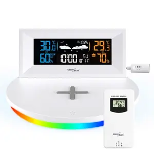 Weather Station GreenBlue GB213 with Wireless/Inductive Charger, Clock, Alarm, Calendar and Outdoor Sensor
