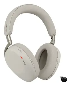 Austiņas Jabra Evolve3 85 MS ar Link 390c — bezvadu Bluetooth USB‑C, zvaniem un mūzikai, 20–20000 Hz, darbības rādiuss 30 m, pelēkas