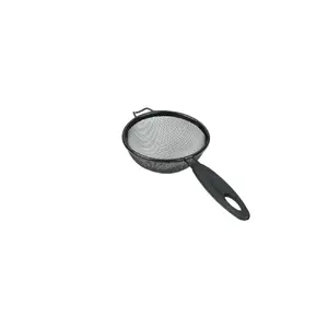 Дуршлаг Metaltex Moon 10 см с ручкой, сетка из нержавеющей стали с эпоксидным покрытием, чёрный, ручка PP