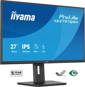 Компьютерный монитор iiyama ProLite XB2797QSN-B1 68.6 см (27") 2560 x 1440 пикселей Quad HD ЖК Черный IPS HDMI DisplayPort USB-C