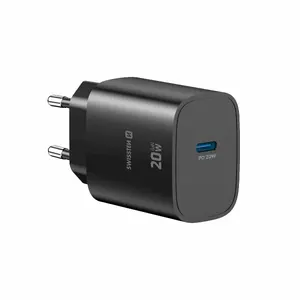 Charger SWISSTEN Edge Travel USB-C GaN 20W Black — 20W USB-C PD travel charger