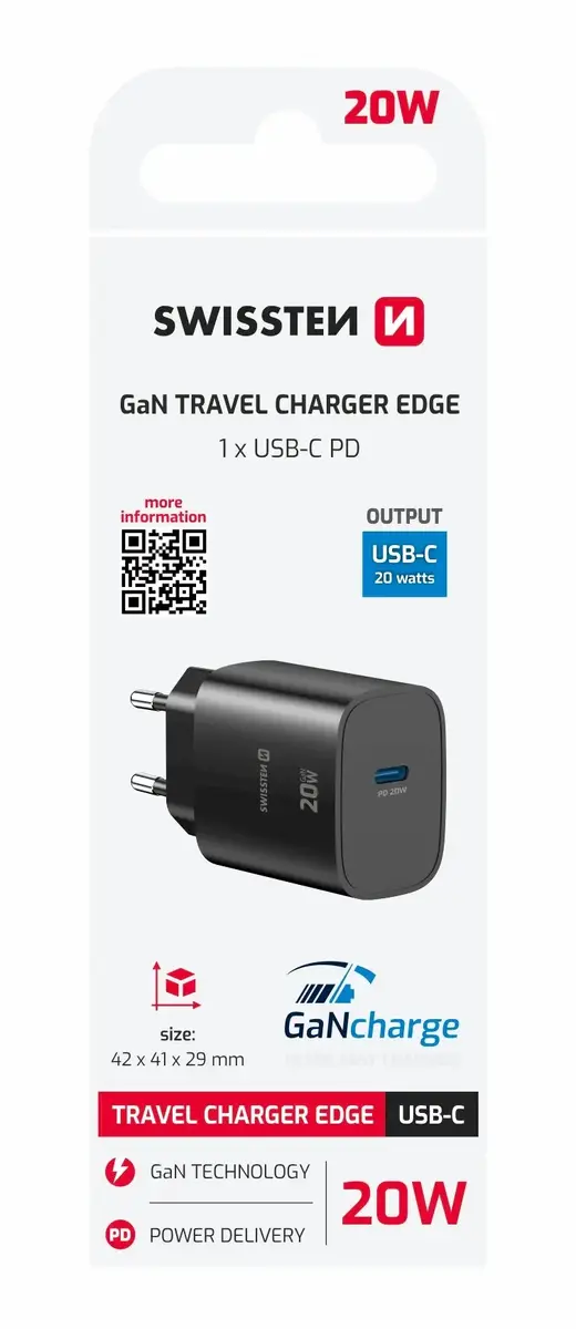 SWISSTEN Edge Travel USB-C GaN 20W Charger Photo 6