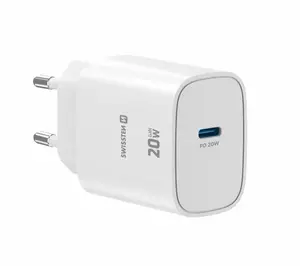 SWISSTEN Edge Travel Charger USB-C GaN 20W White – USB-C PD fast charger for smartphones and tablets