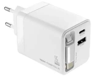 TROIKA CHA35 Indoor AC Fast Charger for Smartphone and Tablet, USB Type-C, 1 Port, White