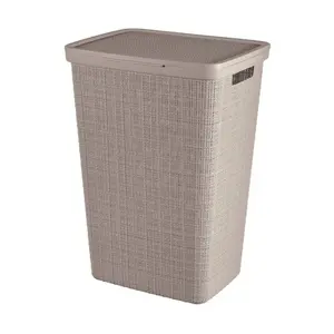 Veļas kaste Curver Jute 58L plastmasas veļas grozs bēšs