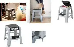 Step Stool EDA 010183, 1-step polypropylene (PP), grey/black, anti-slip feet