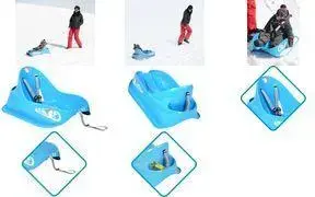 Санки EDA Bobee Bob пластиковые для малышей, синие, лёгкая конструкция, ручные тормоза с обеих сторон, одноместные (модель 10765 B.SU/SK S)
