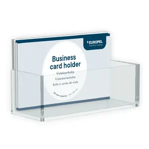 Business Card Holder EUROPEL model 350090, acrylic transparent, single-compartment for 55×95 mm cards