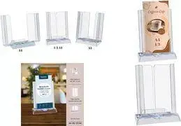 EUROPEL tabletop brochure holder, adjustable, 1-compartment, crystal clear polystyrol, 3-step tilt