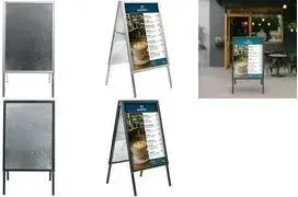 EUROPEL Kundenstopper ECONOMY OUTDOOR DIN A1, black aluminium frame, 32 mm snap frame