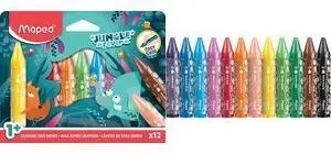 Crayons Maped Jungle Fever Jumbo 12-piece triangular set with animal motifs, for ages 1+