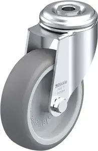 Rullītis industriālai ratiņai Blickle LKRA-TPA 101G — slodze 275 kg, pelēks/ sudraba tērauds, augstums 133 mm
