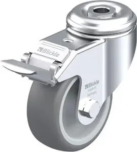 Riteņrullītis industriālai ratiņai Blickle LKRA-TPA 80G-FI, slodze 250 kg, pelēks, gumijas protektors