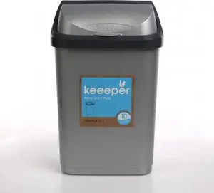 Tilt-top trash bin 10L silver, 0607002131 Alt - household waste bin