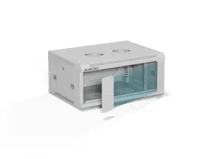 Wall-mounted 19" Cabinet A-LAN ALANTEC 4U 600x450 mm, steel, tempered glass front, lockable, grey