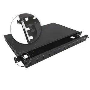A-LAN telescopic 1U 19" fiber patch panel FOP-1U-12SCS-C-P — 12×SC simplex / 12×LC duplex with mounting accessories