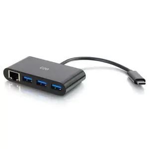 Laptop dock / port replicator C2G 29747 — USB 3.2 Gen 1 Type-C host, RJ‑45 + USB 3.2 Gen 1 Type‑A ports, Black