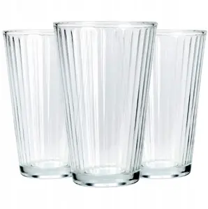 Set of 3 Decorative High Drinking Glasses Excellent Houseware 270 ml – clear patterned drinking glasses