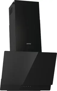 Wall-mounted cooker hood Gorenje WHI649EB — 608 m³/h, ducted/recirculating, black glass/steel