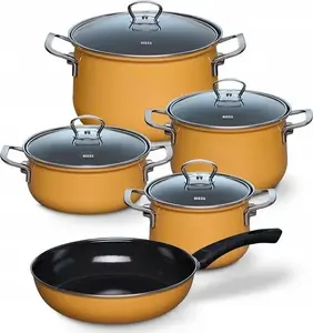 Cookware set RIESS R-0558-113 — 5-piece pot set, orange enamel