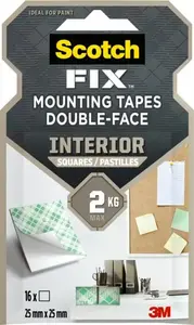 Montāžas līmlente Staples Scotch 7100263584 — divpusēja iekštelpām, 25×25 mm, balta