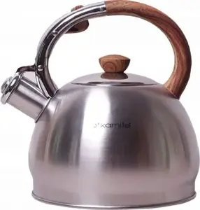 Чайник со свистком Kamille 0694N, нержавеющая сталь, 2,0 л, ручка под дерево