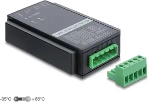 DELOCK Ethernet konvertors RJ45 uz RS-485/RS-422 ar termināļiem un pārsprieguma aizsardzību (modelis 63003)