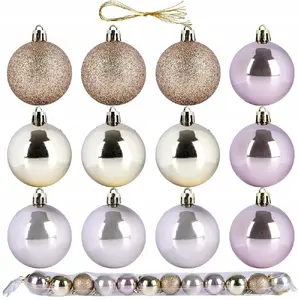 Vilde shatterproof Christmas baubles pink and gold 5 cm set of 12 with glitter