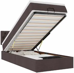 Кровать с оттоманкой и матрасом VidaXL модель 3311507, ткань, коричневая, 90x190 см