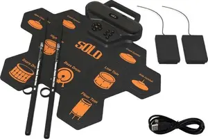 Electronic Roll-Up Drum Set NN SOLO with USB-C, MP3 Playback, Pedals and Drumsticks