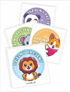 Sticker pack LearnHow Dzielny pacjent — animal designs 40 mm, 60 pcs