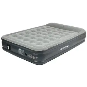 Inflatable Double Air Mattress High Peak Smooth Comfort Double 40051, 200 x 128 cm, light gray/dark gray