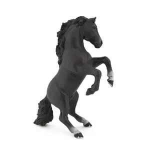 Figure Papo Black Reared Up Horse model 401282, black PVC collectible figure for ages 3+